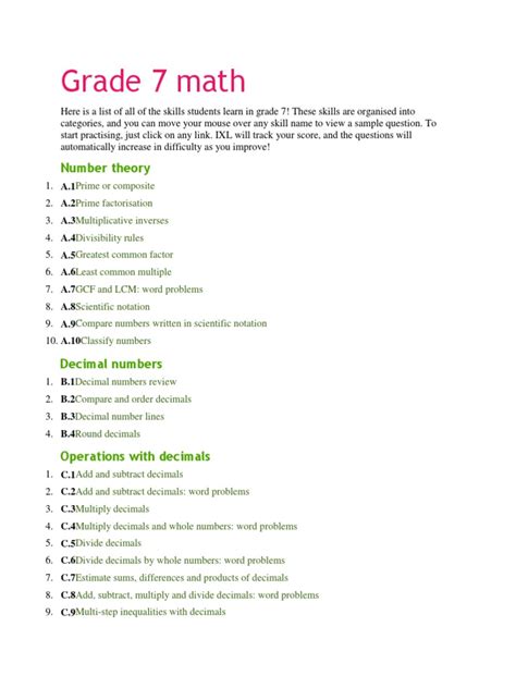 topics covered in 7th grade math