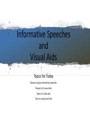 topics for informative speech with visual aid