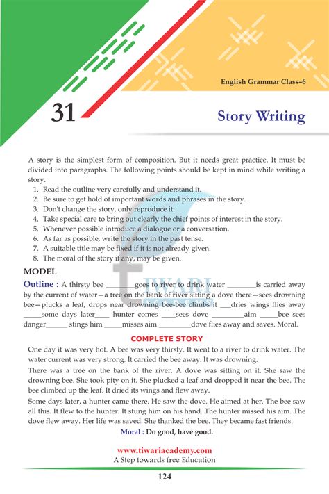 topics for story writing for class 6 with answers