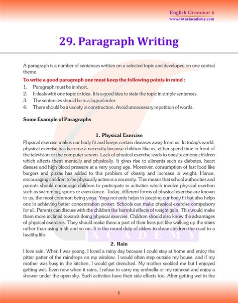 topics of article writing for class 6 with answers pdf