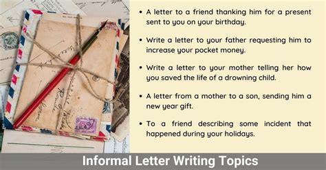 topics on informal letter writing