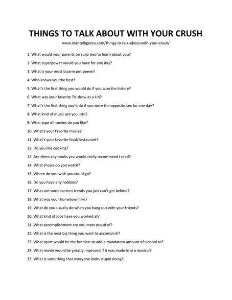 topics to discuss with your crush