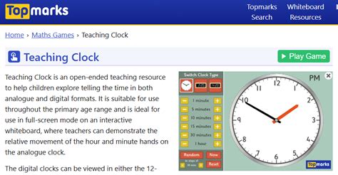 Topmarks Teaching Time Clock