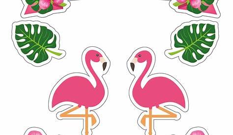 Topo de Bolo de Papel dos Flamingos para imprimir - Mimo Kids | Festa