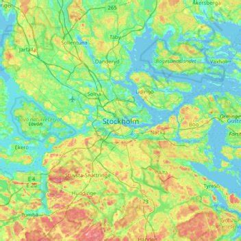 Download topographic map in area of Stockholm, Handen
