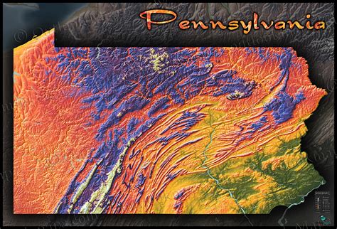I added 3D topography to a 1797 map of Pennsylvania Pennsylvania