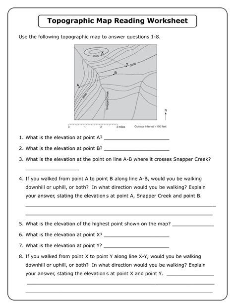 Topographic Map Worksheet High School