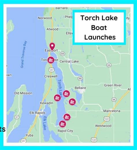 Torch Lake Boat Launch Map