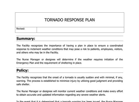 tornado policy for workplace