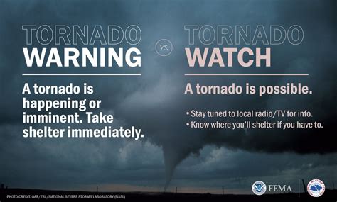 tornado watch vs warning fema