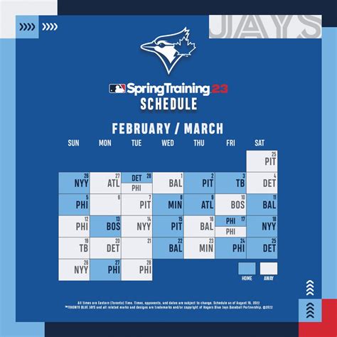 toronto blue jays 2023 spring schedule