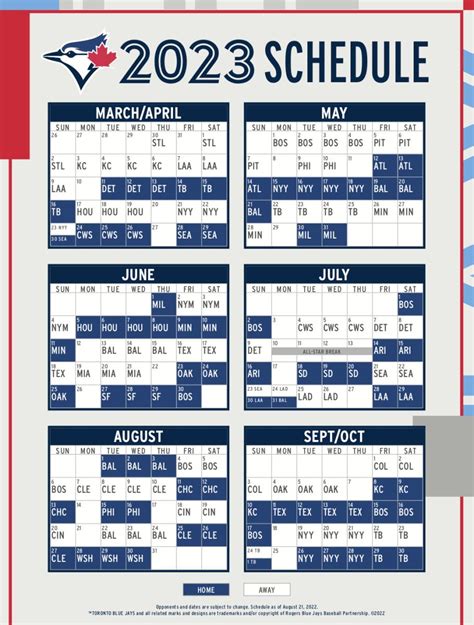 toronto blue jays baseball calendrier 2023