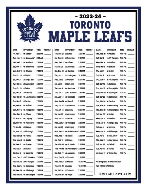 toronto maple leafs 2023 24 schedule