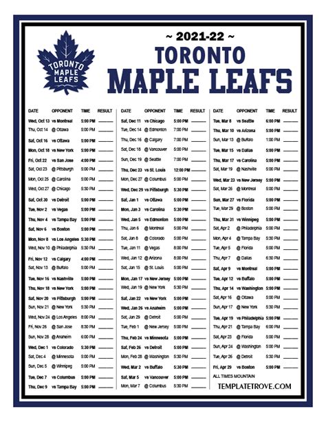 toronto maple leafs printable schedule pdf