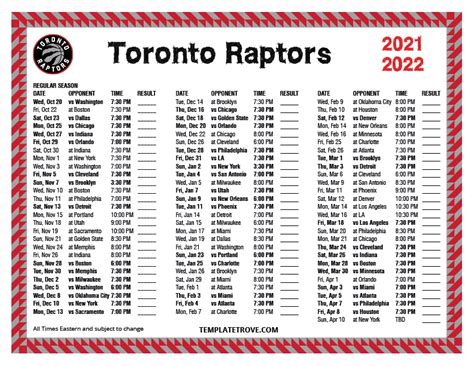 toronto raptors printable schedule 2021 2022