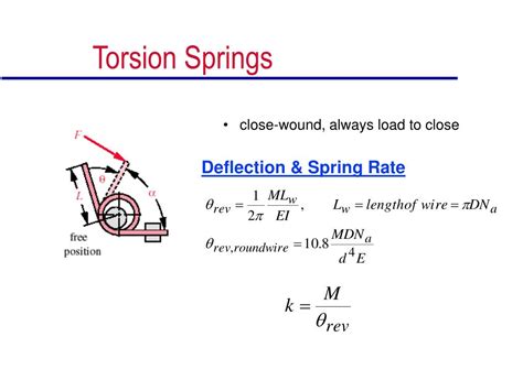 Torsion Spring Stiffness Formula