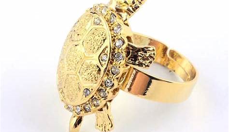 Tortoise Ring Design In Gold For Men 22K '' With Cz & Color Stones