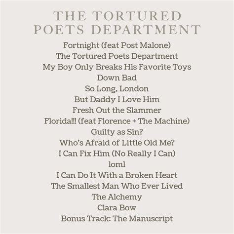 tortured poets department tracklist