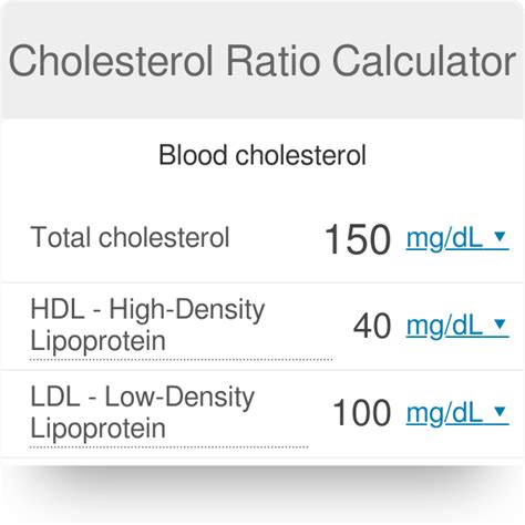 total cholesterol hdl ratio formula