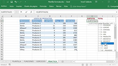 Total en Excel