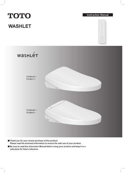 toto washlet instruction manual