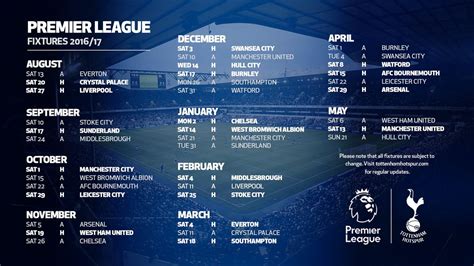 tottenham hotspur premier league schedule