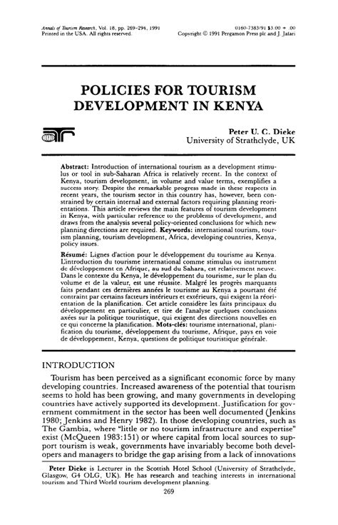 tourism policy in kenya
