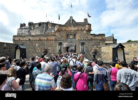 tourists at Edinburgh Castle