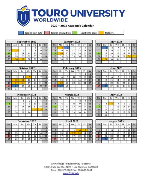touro college nyscas calendar