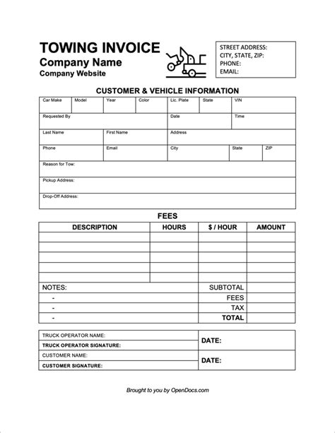 Tow Truck Invoice Template: A Complete Guide