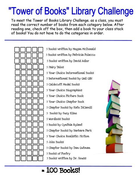 Tower of Books Library Challenge 2nd Grade PDF to Flipbook Library