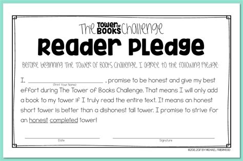 Tower Of Books Challenge Printable Free