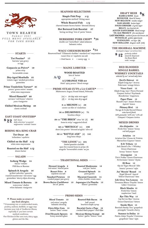 Discover the Flavorful Town Hearth Menu: Indulge in Seasonal Delights