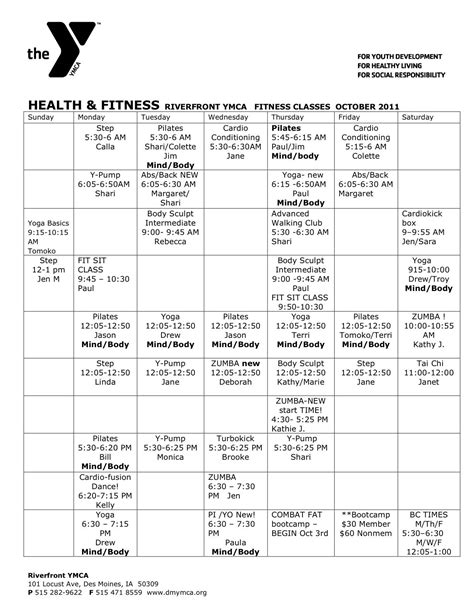 towson ymca gym schedule