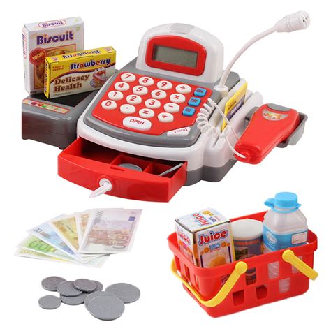 toy cash register with money