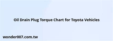 Toyota Oil Drain Plug Torque Specs