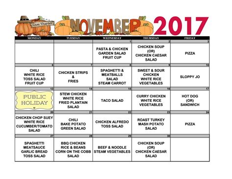 tpsd lunch menu november