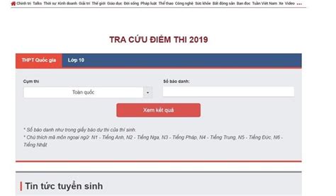 tra cứu điểm thi thptqg 2020