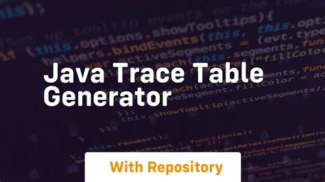 Trace Table Generator Java