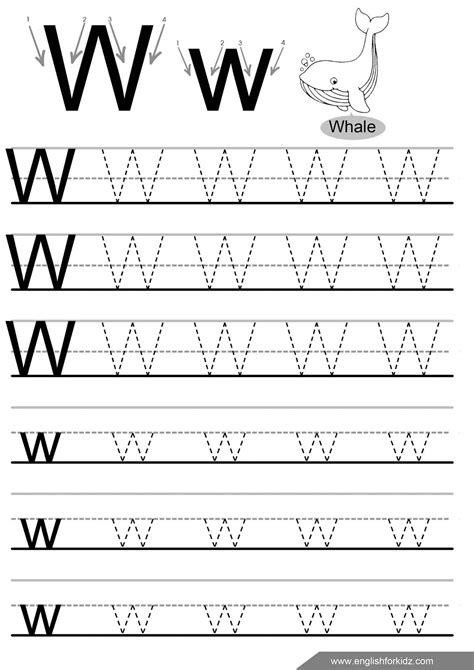 trace the letter w printable template