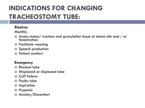 Tracheostomy Care Indications
