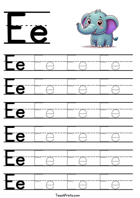 tracing the letter e printable template