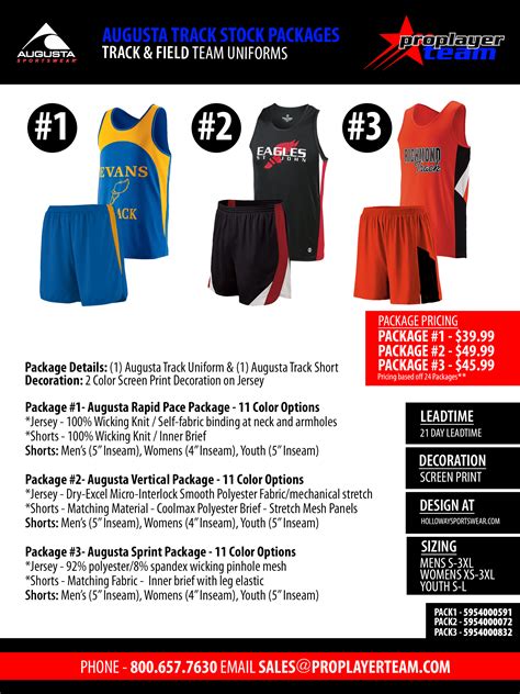 track and field uniform packages