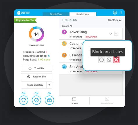 Tracker blocker and cookie management for adult browsing