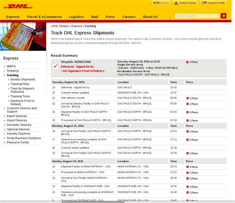 tracking number dhl tracking