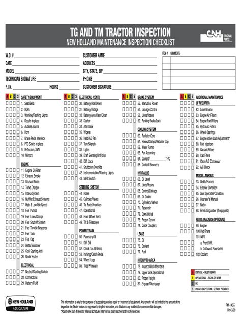 Tractor Maintenance Schedule Template