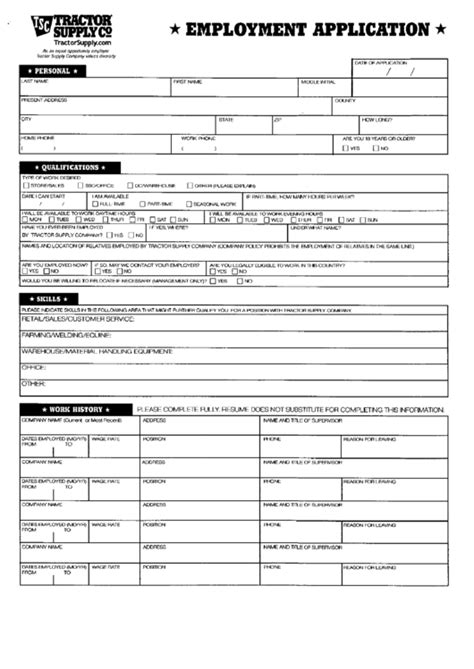 tractor supply company job application