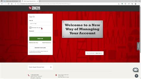 tractor supply credit card login account