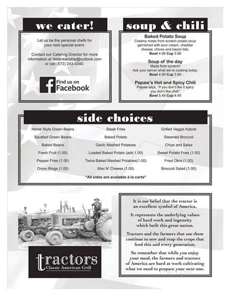 Tractors Jackson Mo Menu