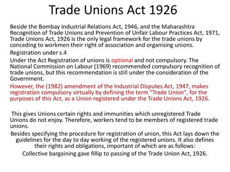 trade union act 1926 assignment